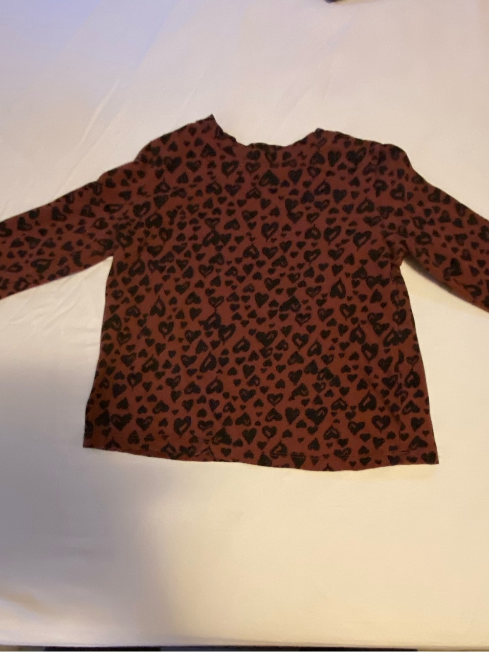 Old Navy Brown Long Sleeve Tee with Black Heart Print